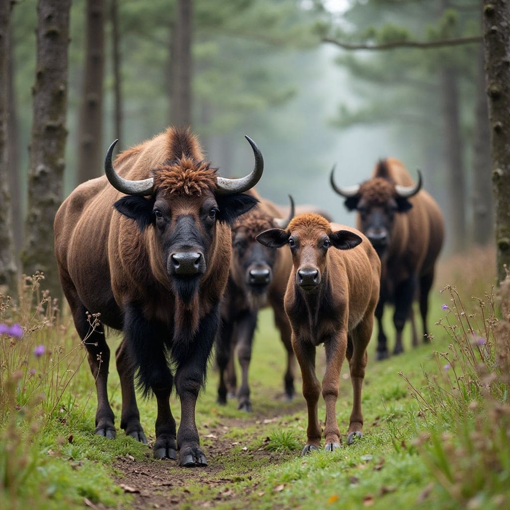 European bison in rewilding area