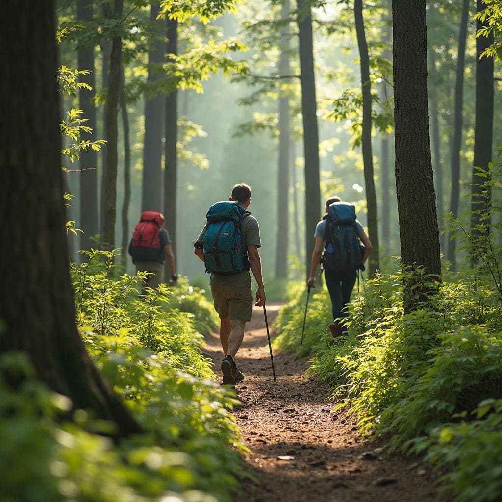 Group of hikers exploring Carpathian mountain trails